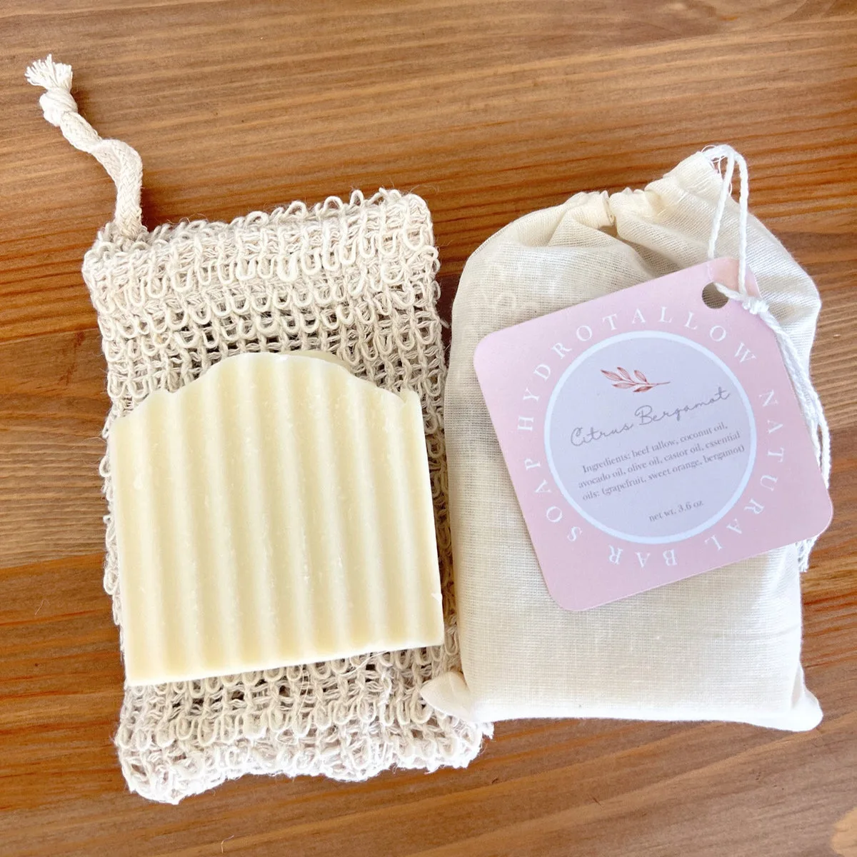 HydroTallow natural tallow bar soap with soap-saver pouch